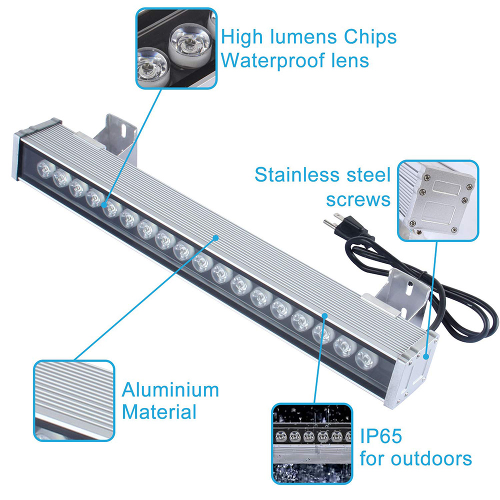 RF Remote RGB Color Changing LED Linear Wall Washer Lights